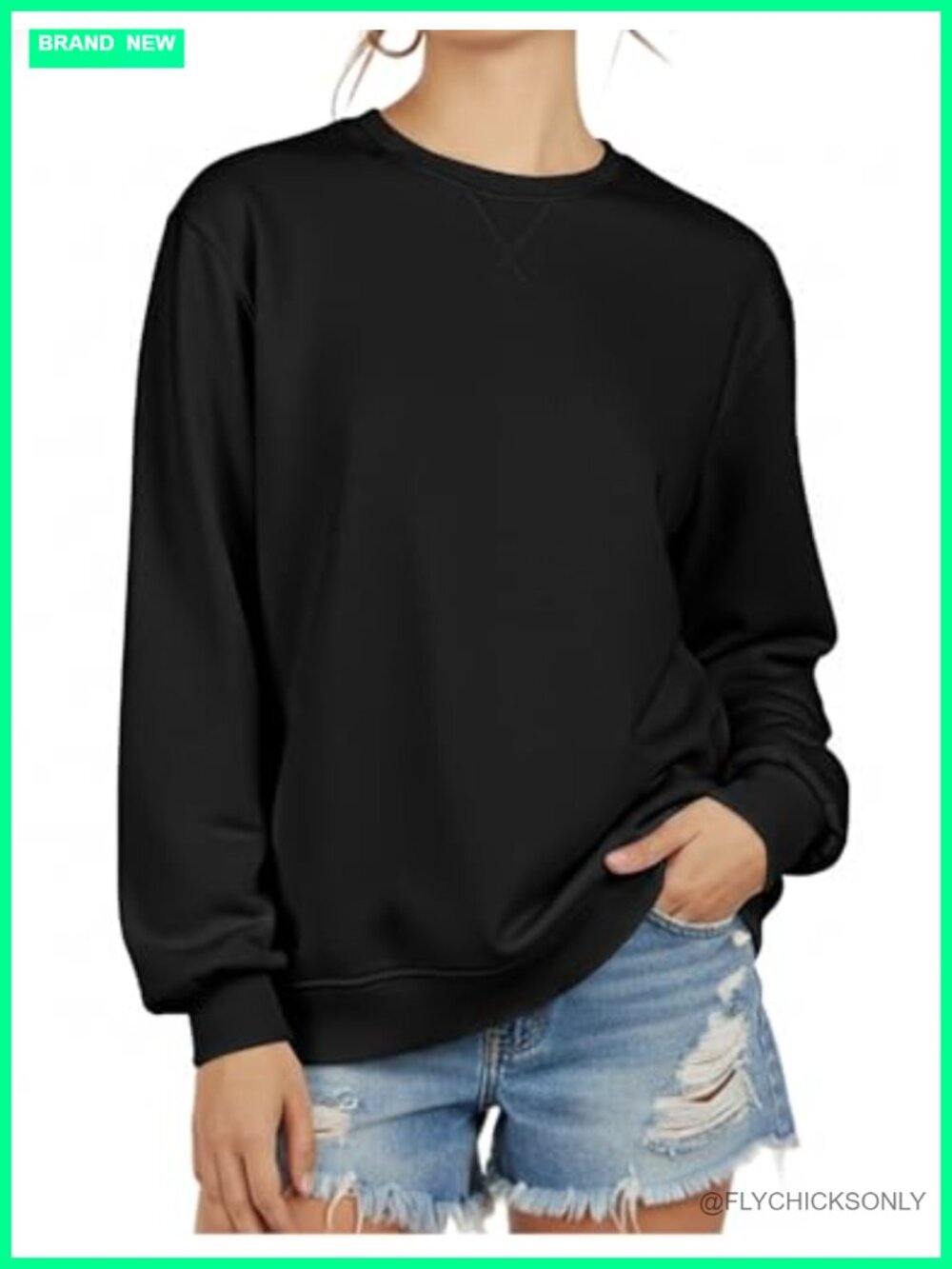 Womens Crewneck Sweatshirt Long Sleeve Loose Fit Pullover Tunic Top Casual